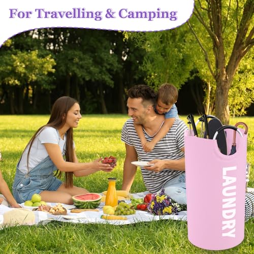 Pink Laundry Basket,Hampers for Laundry with Handle,Foldable Clothes Basket - color: 2Pcs Pink, size: L-95L