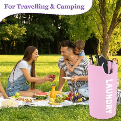 Pink Laundry Basket,Hampers for Laundry with Handle,Foldable Clothes Basket - color: 2Pcs Pink, size: L-95L