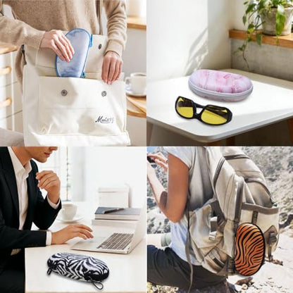 LTGEM Glasses Case Hard Shell, Hard Sunglasses Travel Case for Women Men, Large Eyeglass Cases with Clip and Cleaning Cloth - color: Marble Green