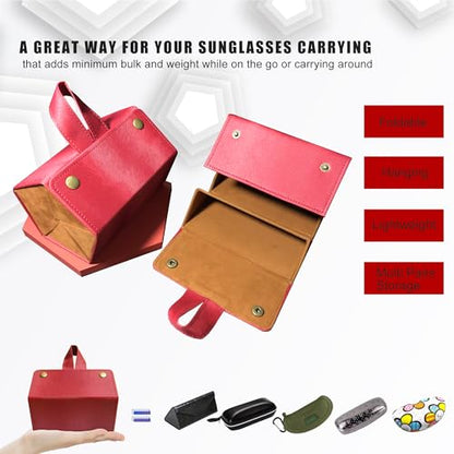 Longjet Sunglasses Organizer Travel Glasses Case Eyeglasses Storage Box - color: Deep Red