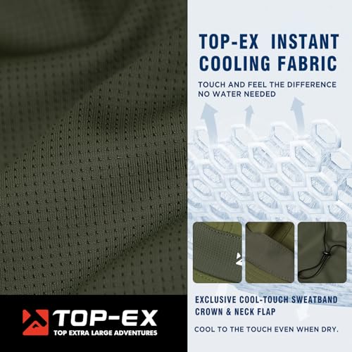TOP-EX UPF 50+ Cooling Wide Brim Sun Hat for Men with Neck Flap, Packable - color: Bronze Green, size: Medium-Large