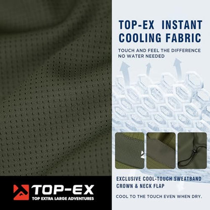 TOP-EX UPF 50+ Cooling Wide Brim Sun Hat for Men with Neck Flap, Packable - color: Bronze Green, size: Medium-Large