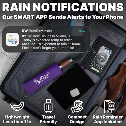 Royal Walk Compact Travel Umbrella for Rain, Windproof, Small & Portable - color: Purple