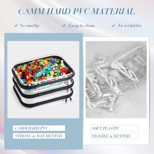 Hoolerry 3 Pcs Clear Hard Zipper Case Plastic Zipper Pouch, Black, M - color: Black, size: M