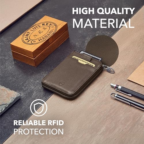 Vaultskin NOTTING HILL Slim Italian Leather Zip Around Wallet, RFID - color: Brown