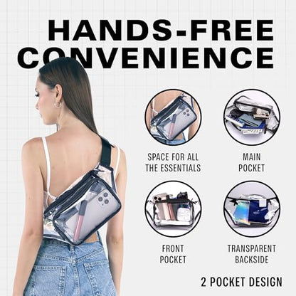 SoJourner Clear Stadium Approved Fanny Pack, Clear Transparent - color: Clear