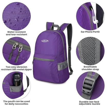 G4Free 20L Small Packable Travel Hiking Backpack for Men Women - color: Purple Update, size: 20L