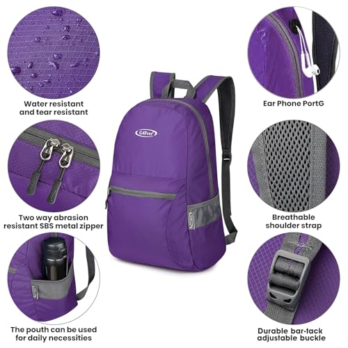 G4Free 20L Small Packable Travel Hiking Backpack for Men Women - color: Purple Update, size: 20L