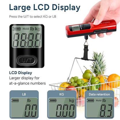 travel inspira Battery-Free Luggage Scale 110lb/50kg Digital Portable - color: Red