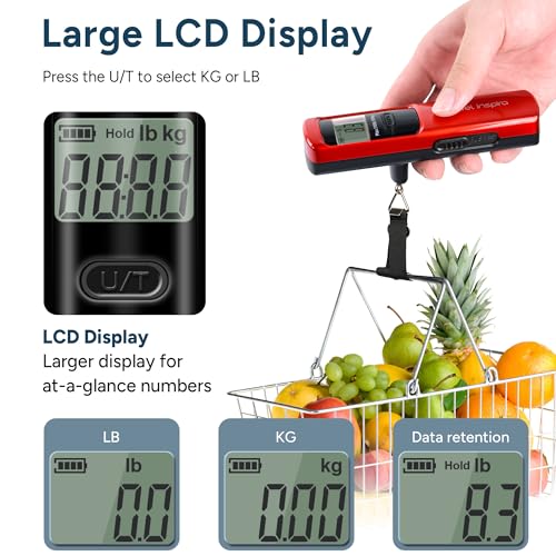 travel inspira Battery-Free Luggage Scale 110lb/50kg Digital Portable - color: Red