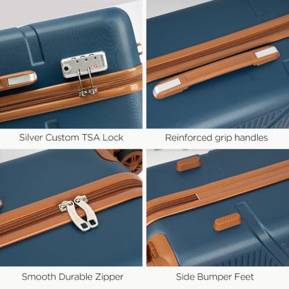 Cosbarn Luggage Sets, Durable 20,24,28 inch Suitcase Sets With Wheels - color: Navy