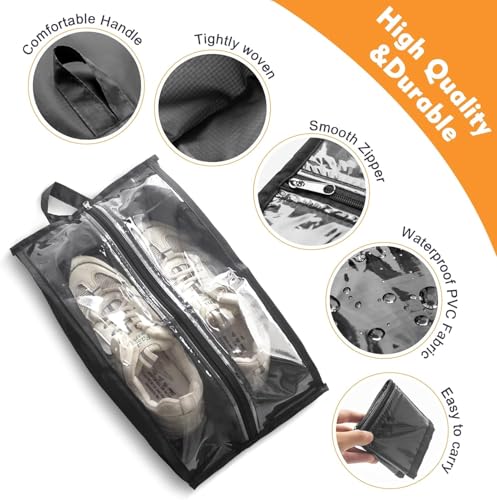 6 Pack Waterproof Travel Shoe Bags, Random Color Pouches