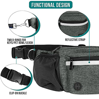 PetAmi Dog Fanny Pack, Treat Pouch for Dog Walking Training, Dark Gray - color: Charcoal