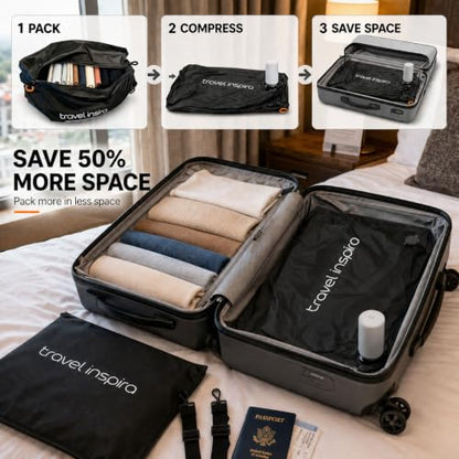 Compression Packing Cube with Electric Pump, Waterproof Travel Storage Bag - size: 2 Bag, 1 Pump