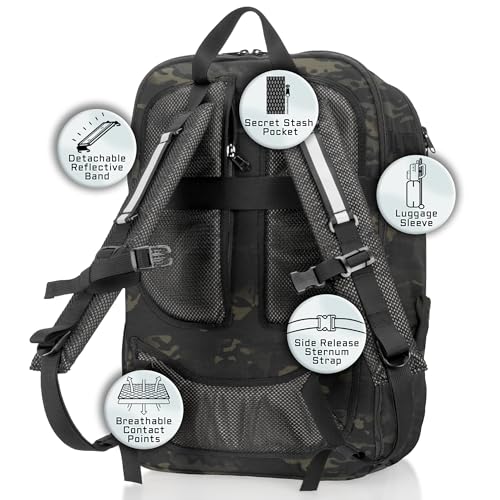 Xtreme Sight Line ~ Faraday Laptop Backpack Carry On ~ Signal Blocking Travel Backpack with RFID Protection, Fits 16" Laptop with Removable Faraday Sleeve ~ 1000D Nylon/Spacer Mesh ~ Midnight MultiCam - color: Midnight Multicam