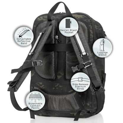 Xtreme Sight Line ~ Faraday Laptop Backpack Carry On ~ Signal Blocking Travel Backpack with RFID Protection, Fits 16" Laptop with Removable Faraday Sleeve ~ 1000D Nylon/Spacer Mesh ~ Midnight MultiCam - color: Midnight Multicam
