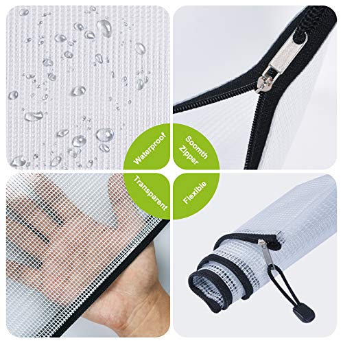 12PCS Mesh Zipper Pouch Bags: Black Clear Zipper Pouches for Classroom - size: Multi-Size (A3, A4, A5, B5, A6, B8) - Black