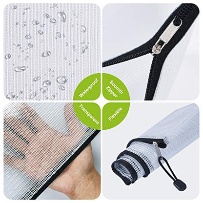 12PCS Mesh Zipper Pouch Bags: Black Clear Zipper Pouches for Classroom - size: Multi-Size (A3, A4, A5, B5, A6, B8) - Black