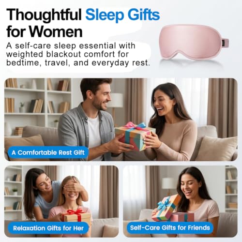 Facemoon Blackout Weighted Eye Masks for Sleep, Airplane Travel Essentials - color: Pink