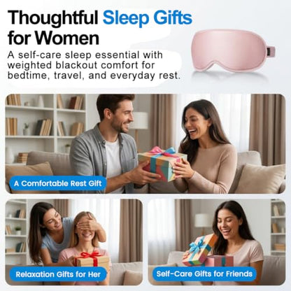 Facemoon Blackout Weighted Eye Masks for Sleep, Airplane Travel Essentials - color: Pink