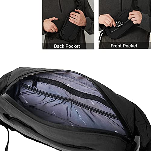 Purevave Washed Nylon Small Sling Bag for Men, Crossbody Bag for Men, Mens Sling Bag Crossbody 2.5L - color: Black