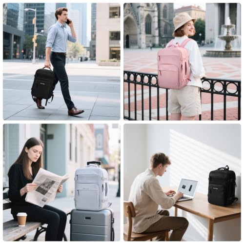 RealCool 15.6" Laptop Travel Backpack, TSA Flight Approved Carry On Daypack - color: Black, size: 15.6 inch