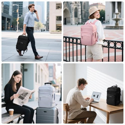 RealCool 15.6" Laptop Travel Backpack, TSA Flight Approved Carry On Daypack - color: Black, size: 15.6 inch