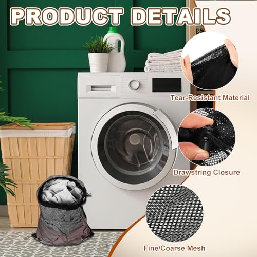 uxcell Mesh Laundry Bag 11.8x15.7" Large Drawstring Net Coarse Mesh, Black - color: Black, size: 11.8x15.7"