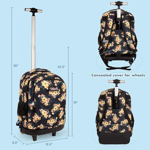Tilami Rolling Backpack for Boys and Girls,Flowers - color: Flowers