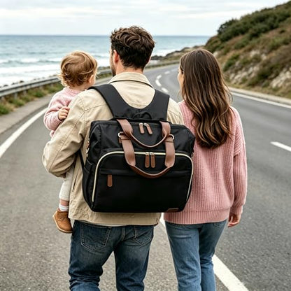 Diaper Bag Backpack Mommy Bag Large Capacity Diaper Backpack Travel Essential Baby Diaper Bag for Mom and Dad, Black (Black) - color: Black