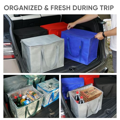 BALEINE Insulated Reusable Grocery Bags with Zippered Top, Large Cooler Bag - color: Urban Gray, size: 2 Pack