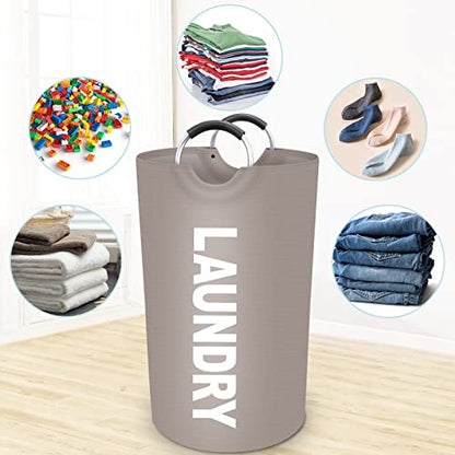 90L Large Laundry Basket, Dirty Clothes Waterproof Laundry Hamper, Khaki - color: Khaki, size: 90L