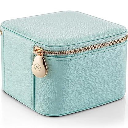 VLANDO Jewelry Box with 6 Clear Velvet Zipper Pouches,Lake Blue - color: E.6 PCS Lake Blue