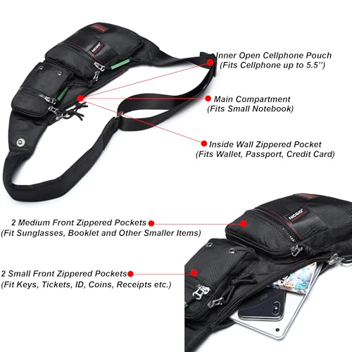 NICGID Sling Bag Chest Shoulder Backpack Crossbody Daypack for Men Women - color: Black-2854