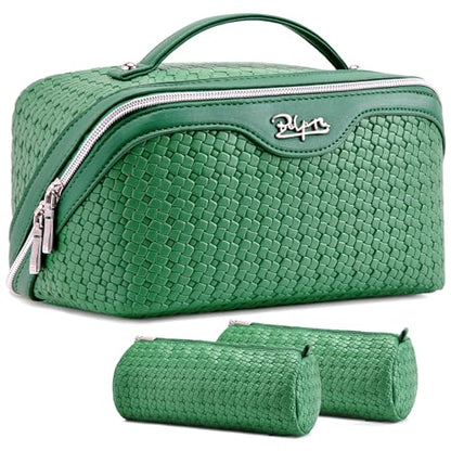 BOYATU Travel Makeup Bag Cosmetic Bags for Women: 3 Pcs Set Make up Bag - color: L38 Green