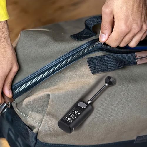 Portable 3 Digit Combination Lock Luggage Lock Backpack Cabinet Drawer, Resettable Code Padlock with for braided Steel Cable, Weather Resistant ABS