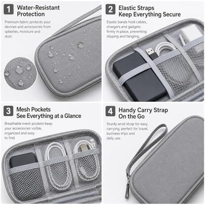 Slim Cable Organizer Bag, Single Layer Electronics Case, Gray