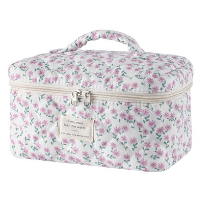 uekeboag Large Travel Quilted Makeup Bag for Women - color: 1Pc Little Purple Flower