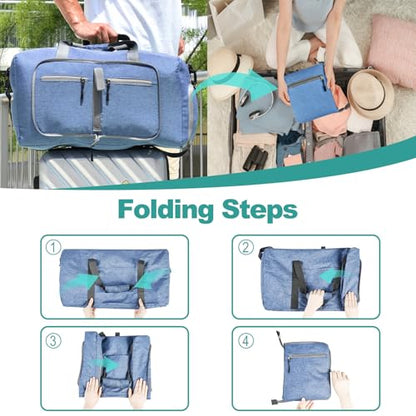 Dimayar 65L Foldable Duffle Bag for Travel, Lightweight Weekender Bags - color: Blue, size: 65L