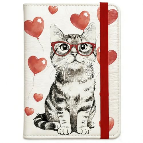 Bespectacled Cat Passport Holder for Travel, 5.9" x 4.3" - color: Cat with Glasses