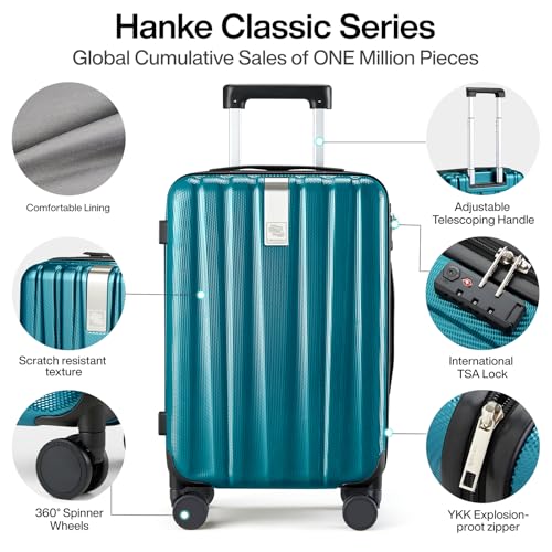 Hanke Luggage Sets 3 piece Carry On Luggage with Wheels PC Hard Shell Suitcases Lightweight Checked Travel Luggage Extra Large Travel Suitcase Woman Men 20/24/29 Inch(Caribbean Blue) - color: Caribbean Blue, size: 3 Pc Set(20/24/29)