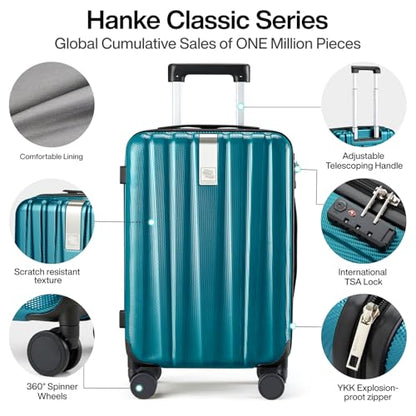 Hanke Luggage Sets 3 piece Carry On Luggage with Wheels PC Hard Shell Suitcases Lightweight Checked Travel Luggage Extra Large Travel Suitcase Woman Men 20/24/29 Inch(Caribbean Blue) - color: Caribbean Blue, size: 3 Pc Set(20/24/29)
