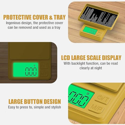 1000g Gram Scale, Diyife 0.01g Precision Pocket Scale with Backlit LCD - color: Gold