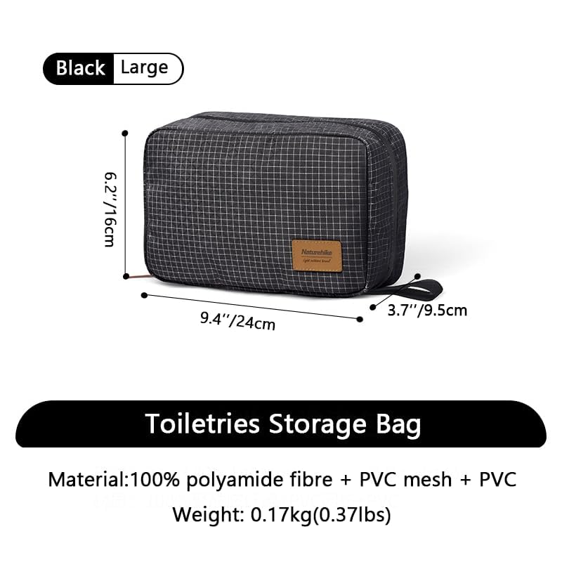 windhike Naturehike Hanging Toiletry Bag for Men Women, Water-Resistant - color: Black-L