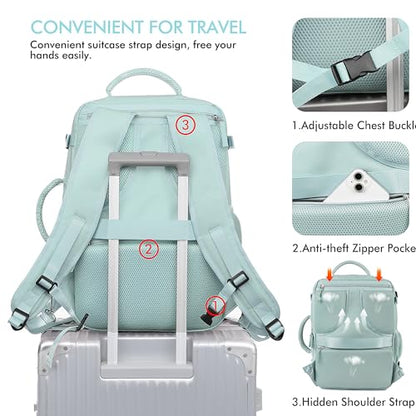 Beraliy Travel Backpack for Women, TSA Carry On Backpack Airline Approved - color: Mint Green, size: Large