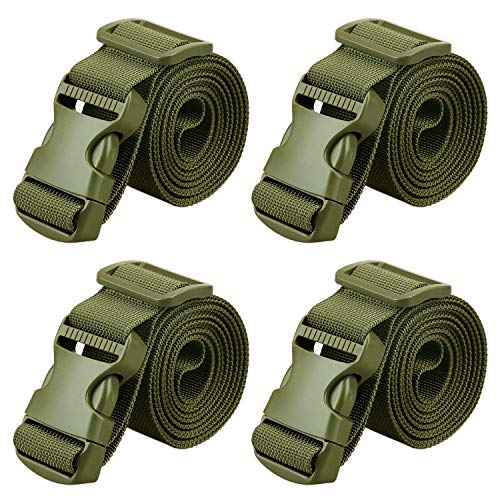 MAGARROW 1.5" Utility Straps with Buckle Adjustable, 4-Pack (Army Green, 9.5 feet Long) - color: Green, size: 1.5 in x 9.5 ft