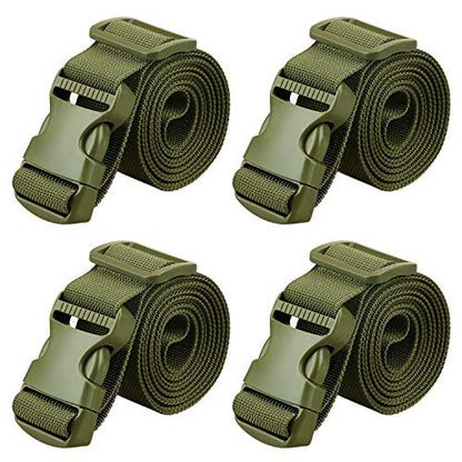 MAGARROW 1.5" Utility Straps with Buckle Adjustable, 4-Pack (Army Green, 9.5 feet Long) - color: Green, size: 1.5 in x 9.5 ft