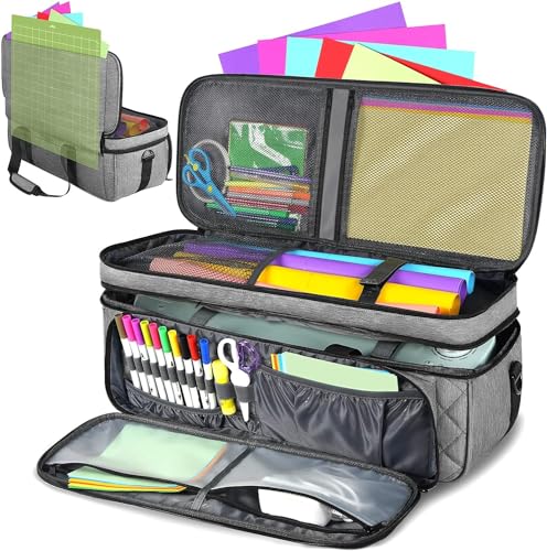 YOREPEK Carrying Case for Cricut Maker 4/3, Explore 5/4/3 with Dust Cover - color: Grey
