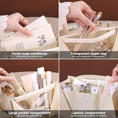 Travel Makeup Bag, Large Capacity Cosmetic Bags for Women - color: Black