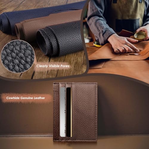 M-Plateau Super Slim Genuine Leather Credit Card Wallet - color: Coffee
